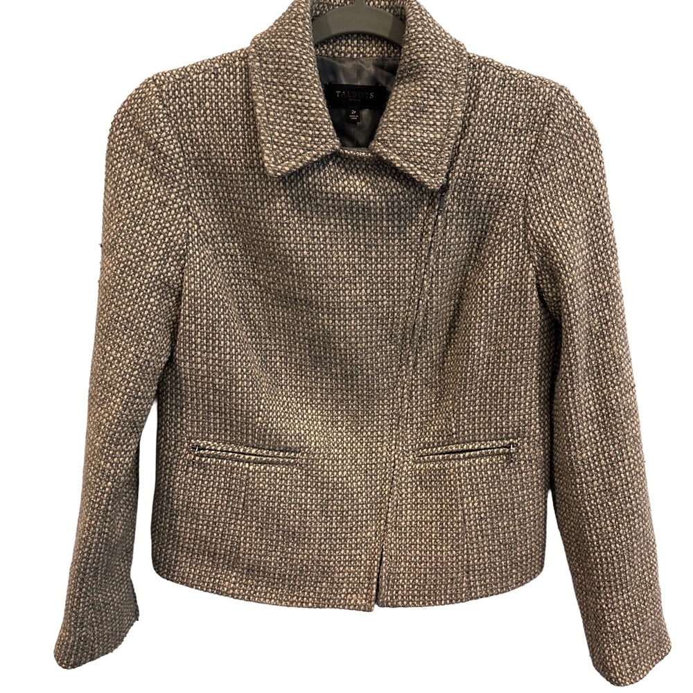 Talbots Gray Tweed Women's Full Zip Blazer - Picture 2 of 14